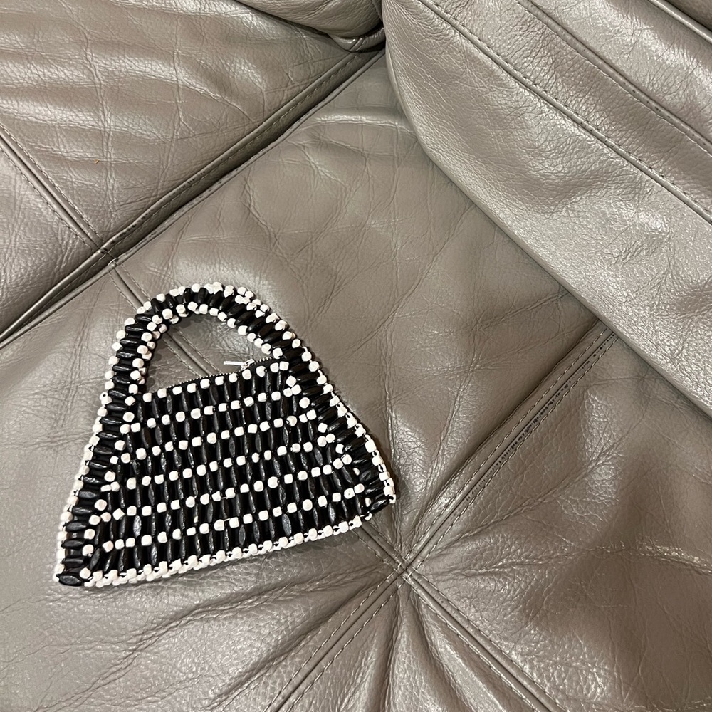 Black and white beaded bag.